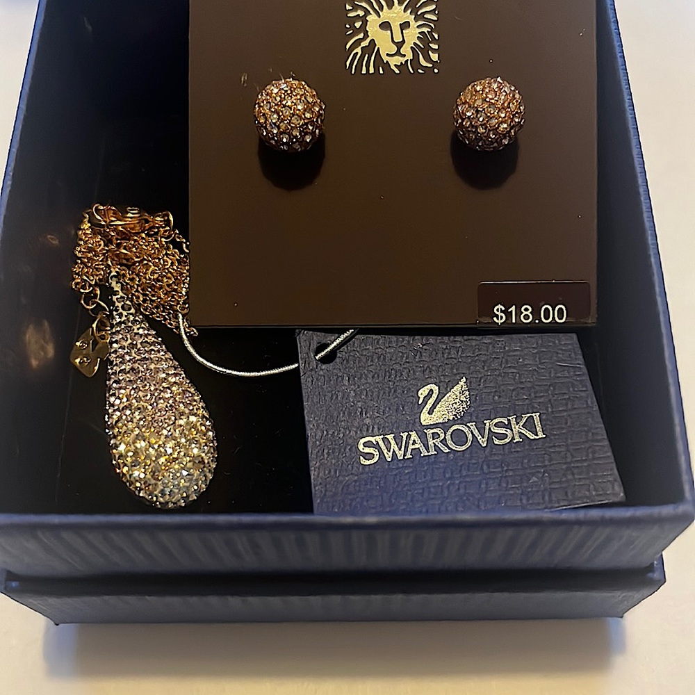 Anne Klein and Swarovski pendant and matching earrings